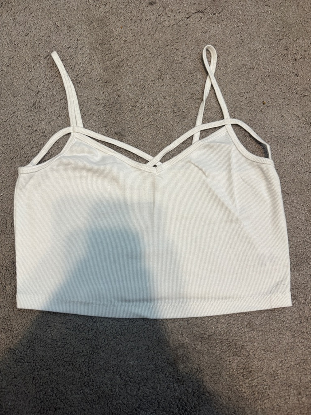 Aeropostale White Ribbed Strappy Tank Top